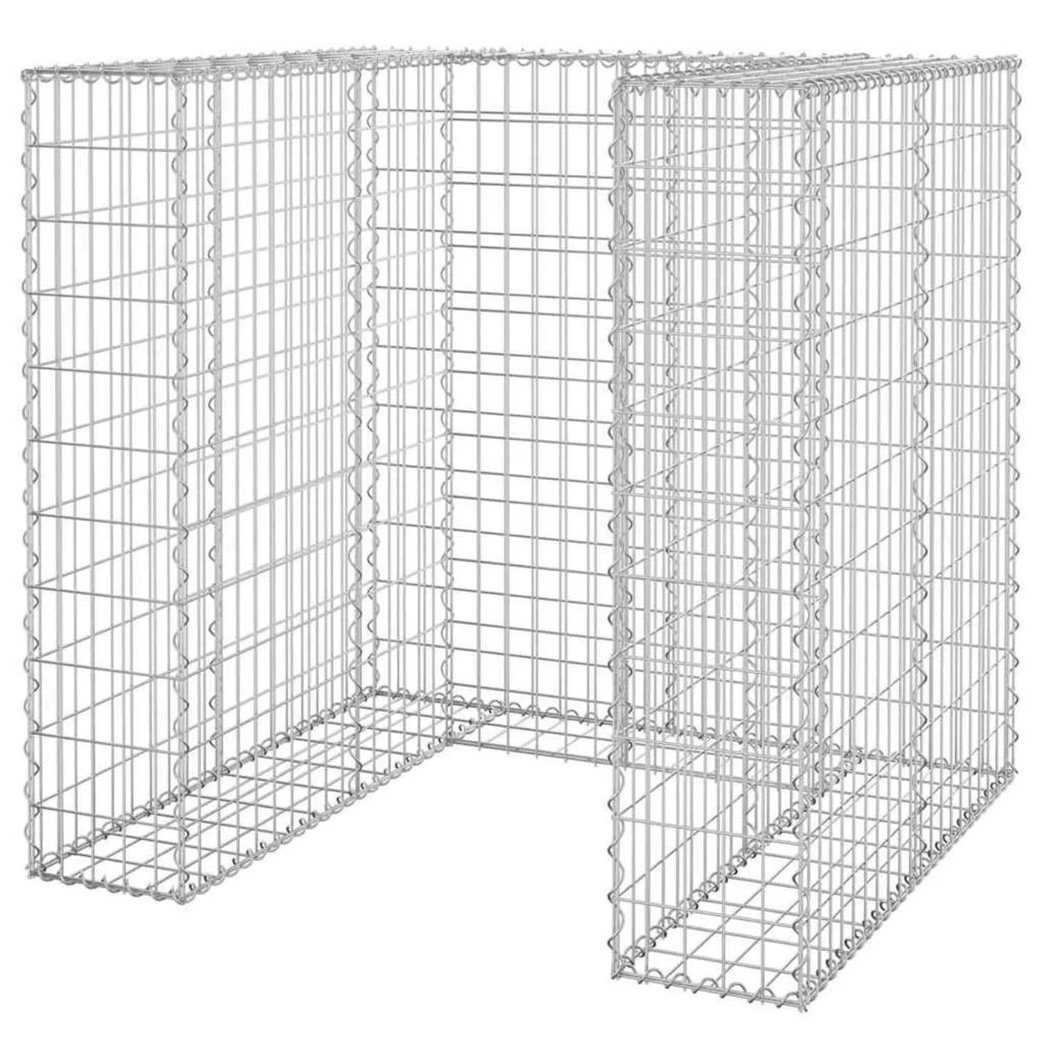DELUKE 1er Gabionen Mülltonnenbox ESOL 110x110x100cm Mülltonnenverkleidung Für 1 Tonne Gabionenwand