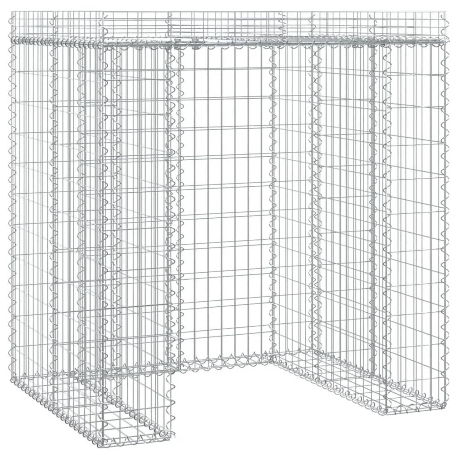 DELUKE 1er Gabionen Mülltonnenbox ESOL Mit Dach 120x110x91cm Mülltonnenverkleidung Für 1 Tonne Gabionenwan