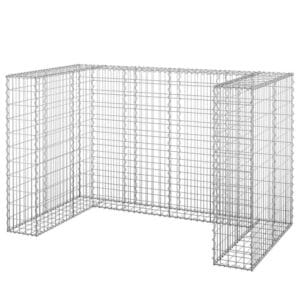 DELUKE 2er Gabionen Mülltonnenbox ESOL 110x180x100cm Mülltonnenverkleidung Für 2 Tonnen Gabionenwand
