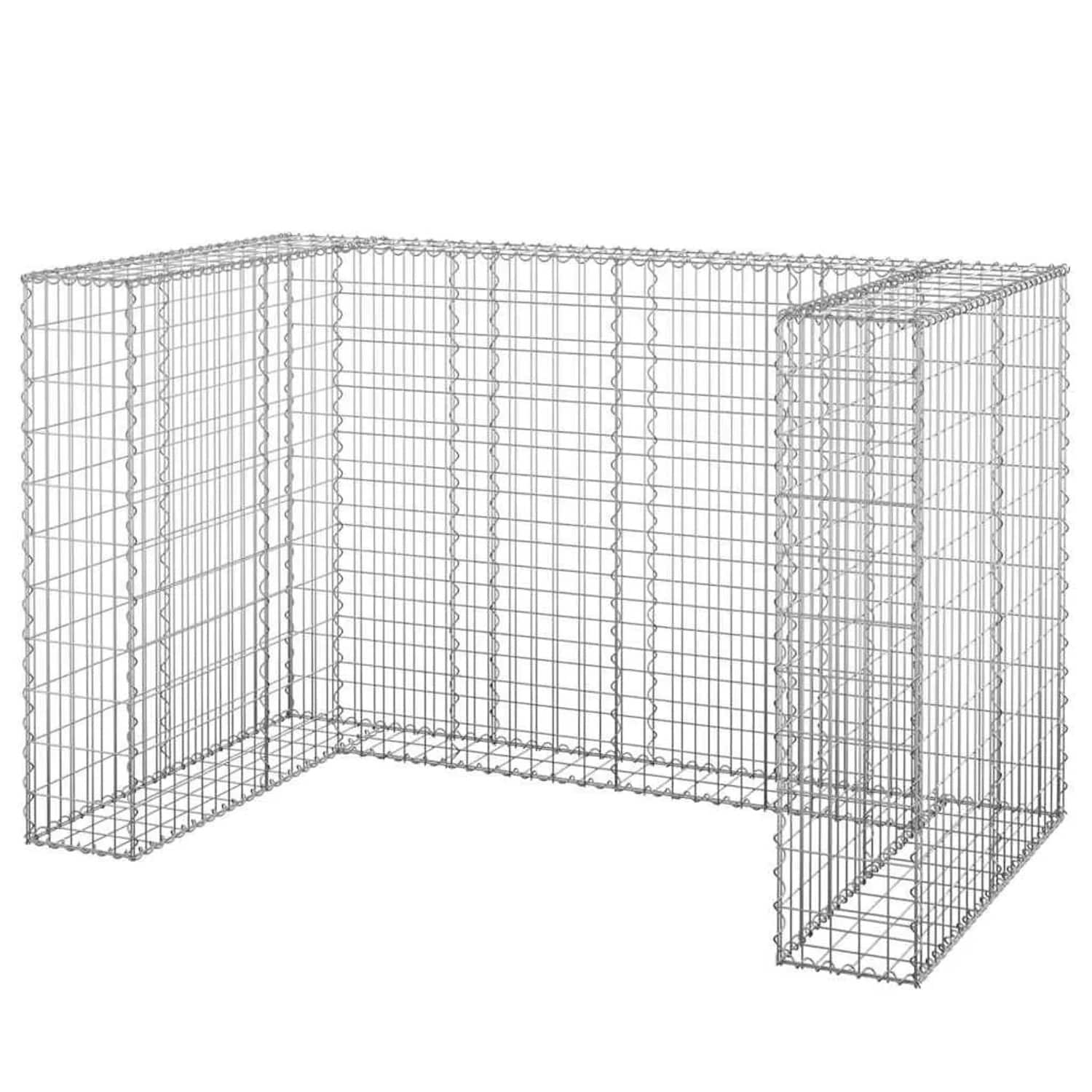 DELUKE 2er Gabionen Mülltonnenbox ESOL 110x180x100cm Mülltonnenverkleidung Für 2 Tonnen Gabionenwand