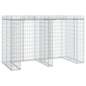 DELUKE 2er Gabionen Mülltonnenbox ESOL Mit Dach 120x192x91cm Mülltonnenverkleidung Für 2 Tonnen Gabionenwand