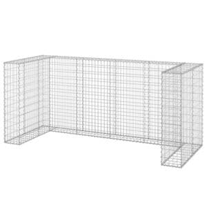 DELUKE 3er Gabionen Mülltonnenbox ESOL 110x254x100cm Mülltonnenverkleidung Für 3 Tonnen Gabionenwand