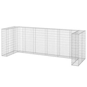 DELUKE 4er Gabionen Mülltonnenbox ESOL 110x325x100cm Mülltonnenverkleidung Für 4 Tonnen Gabionenwand