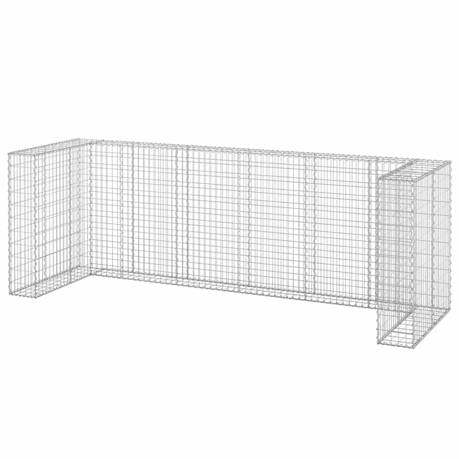 DELUKE 4er Gabionen Mülltonnenbox ESOL 110x325x100cm Mülltonnenverkleidung Für 4 Tonnen Gabionenwand