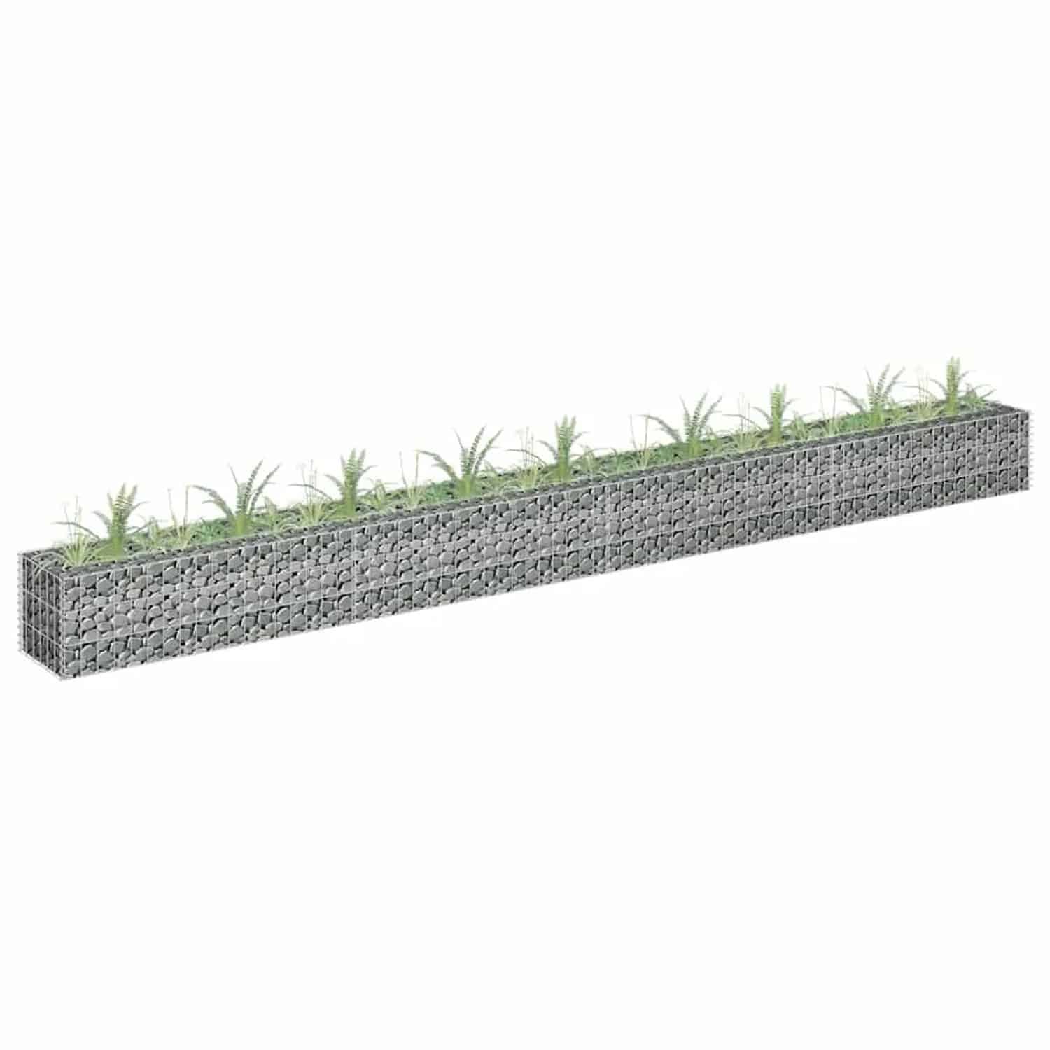DELUKE Gabionen Hochbeet ROON Aus Stahl 360x30x30cm Steinkorb Gabionengitter Ziergabione Steingabione
