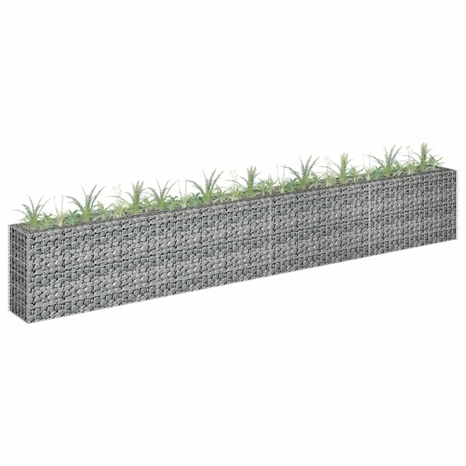 DELUKE Gabionen Hochbeet ROON Aus Stahl 360x30x60cm Steinkorb Gabionengitter Ziergabione Steingabione