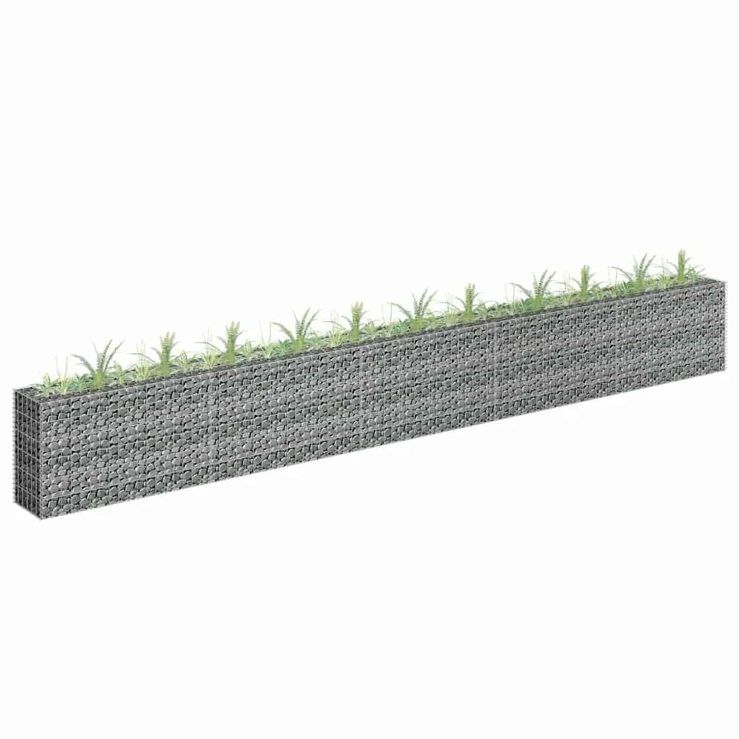 DELUKE Gabionen Hochbeet ROON Aus Stahl 450x30x60cm Steinkorb Gabionengitter Ziergabione Steingabione