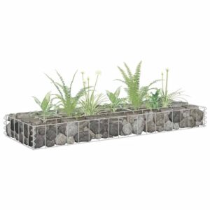 DELUKE Gabionen Hochbeet ROON Aus Stahl 90x30x10cm Steinkorb Gabionengitter Ziergabione Steingabione