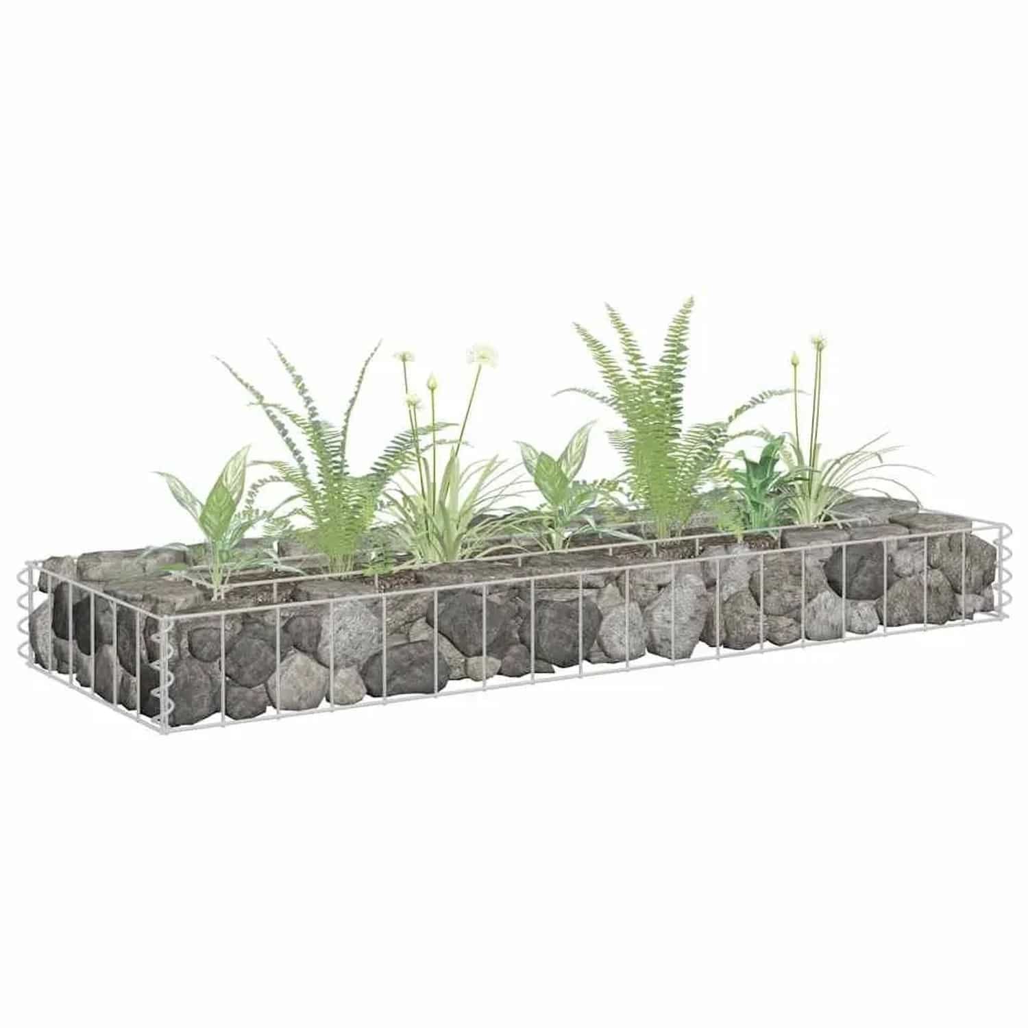 DELUKE Gabionen Hochbeet ROON Aus Stahl 90x30x10cm Steinkorb Gabionengitter Ziergabione Steingabione