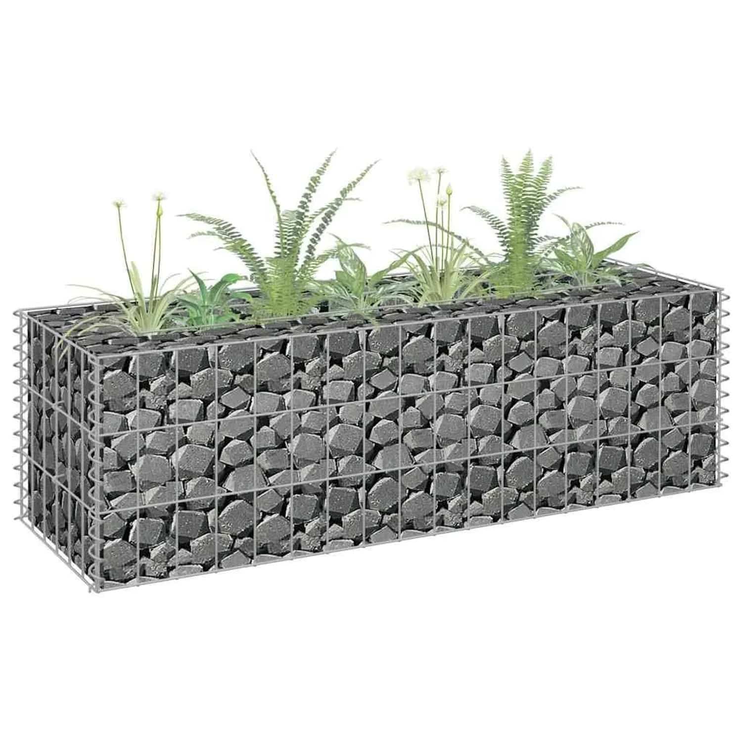DELUKE Gabionen Hochbeet ROON Aus Stahl 90x30x30cm Steinkorb Gabionengitter Ziergabione Steingabione