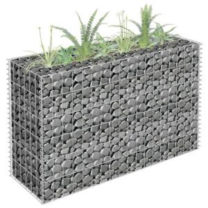 DELUKE Gabionen Hochbeet ROON Aus Stahl 90x30x60cm Steinkorb Gabionengitter Ziergabione Steingabione
