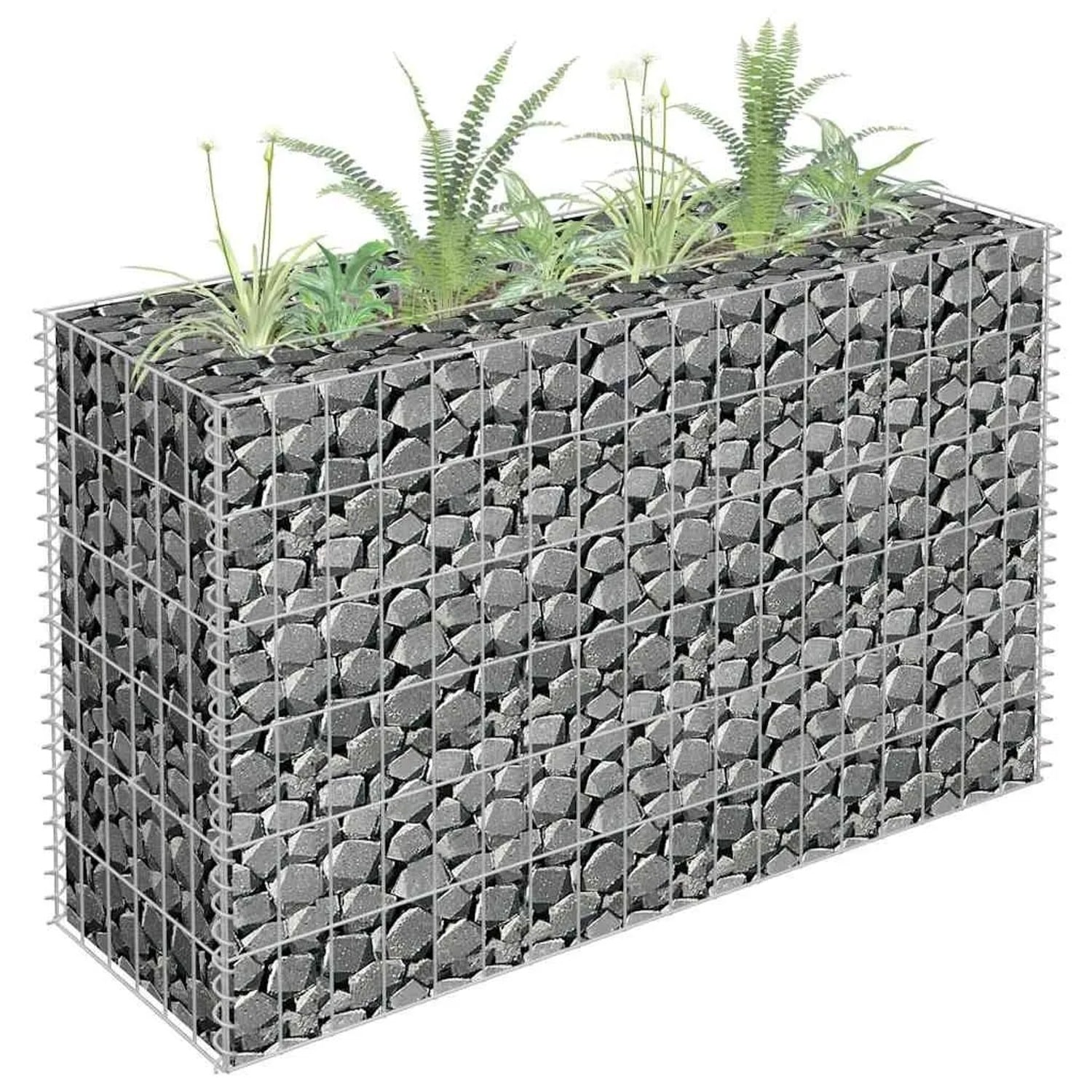 DELUKE Gabionen Hochbeet ROON Aus Stahl 90x30x60cm Steinkorb Gabionengitter Ziergabione Steingabione