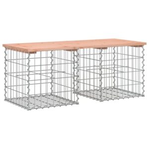 DELUKE Gartenbank Gabionen BIKS Aus Stahl 103x44x42cm Massivholz Douglasie Gabionenbank Gabionengitter Ziergabione