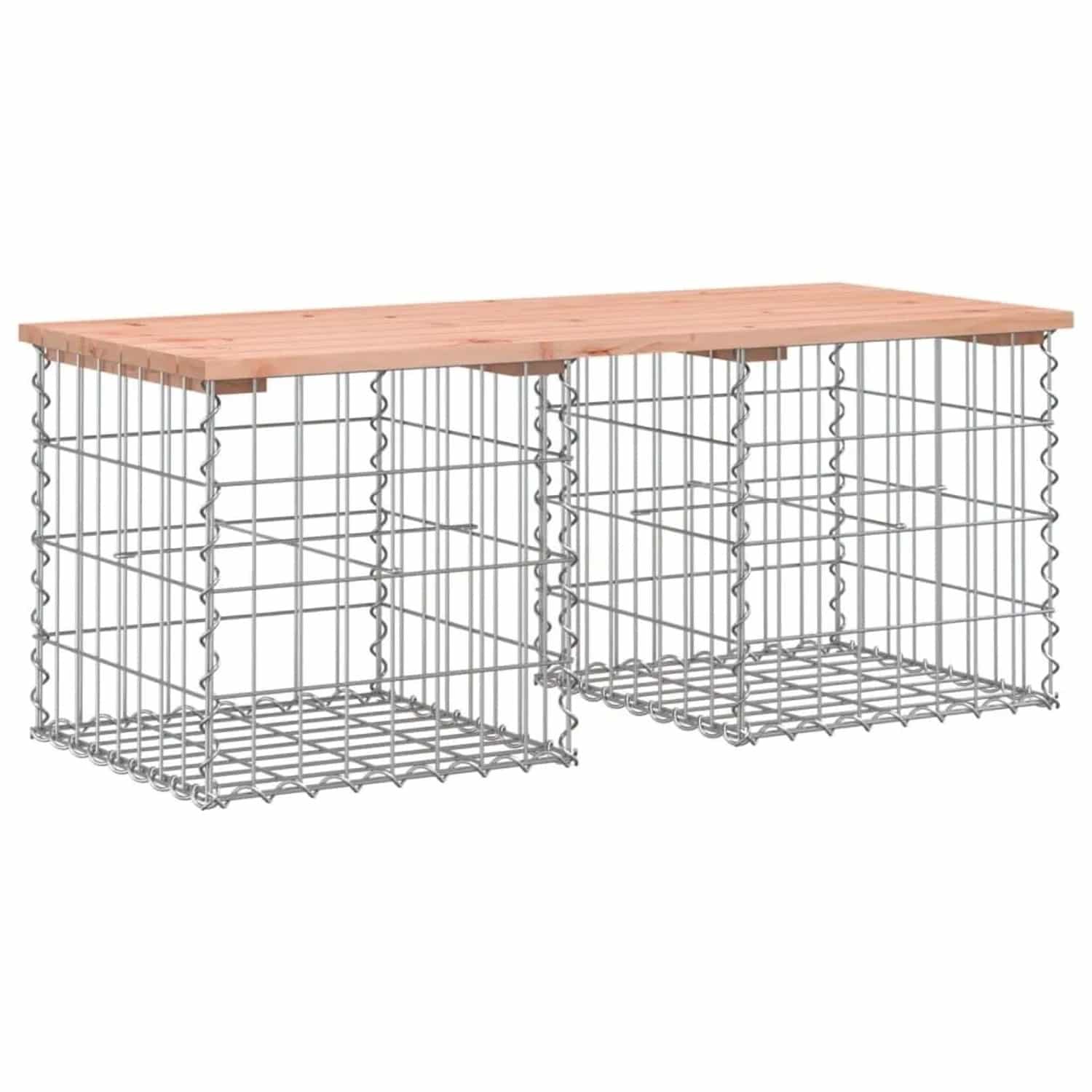 DELUKE Gartenbank Gabionen BIKS Aus Stahl 103x44x42cm Massivholz Douglasie Gabionenbank Gabionengitter Ziergabione