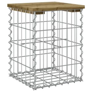 DELUKE Gartenbank Gabionen BIKS Aus Stahl 33x31x42cm Kiefernholz Braun Gabionenbank Gabionengitter Ziergabione