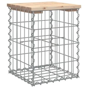 DELUKE Gartenbank Gabionen BIKS Aus Stahl 33x31x42cm Kiefernholz Natur Gabionenbank Gabionengitter Ziergabione