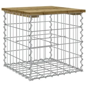 DELUKE Gartenbank Gabionen BIKS Aus Stahl 43x44x42cm Kiefernholz Braun Gabionenbank Gabionengitter Ziergabione