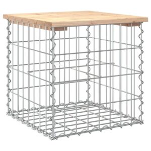 DELUKE Gartenbank Gabionen BIKS Aus Stahl 43x44x42cm Kiefernholz Natur Gabionenbank Gabionengitter Ziergabione