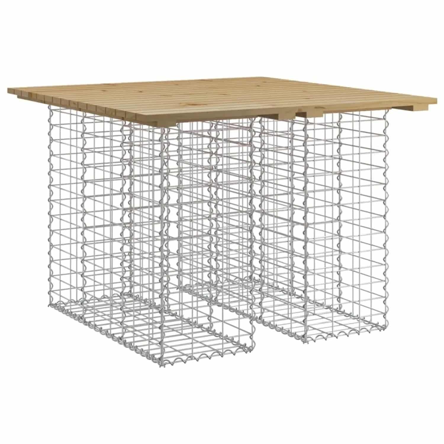 DELUKE Gartenbank Gabionen TELLE Aus Stahl 100x102x72cm Kiefernholz Braun 30cm Gabionenbreite Gabionenbank Gabionengitter Ziergabione