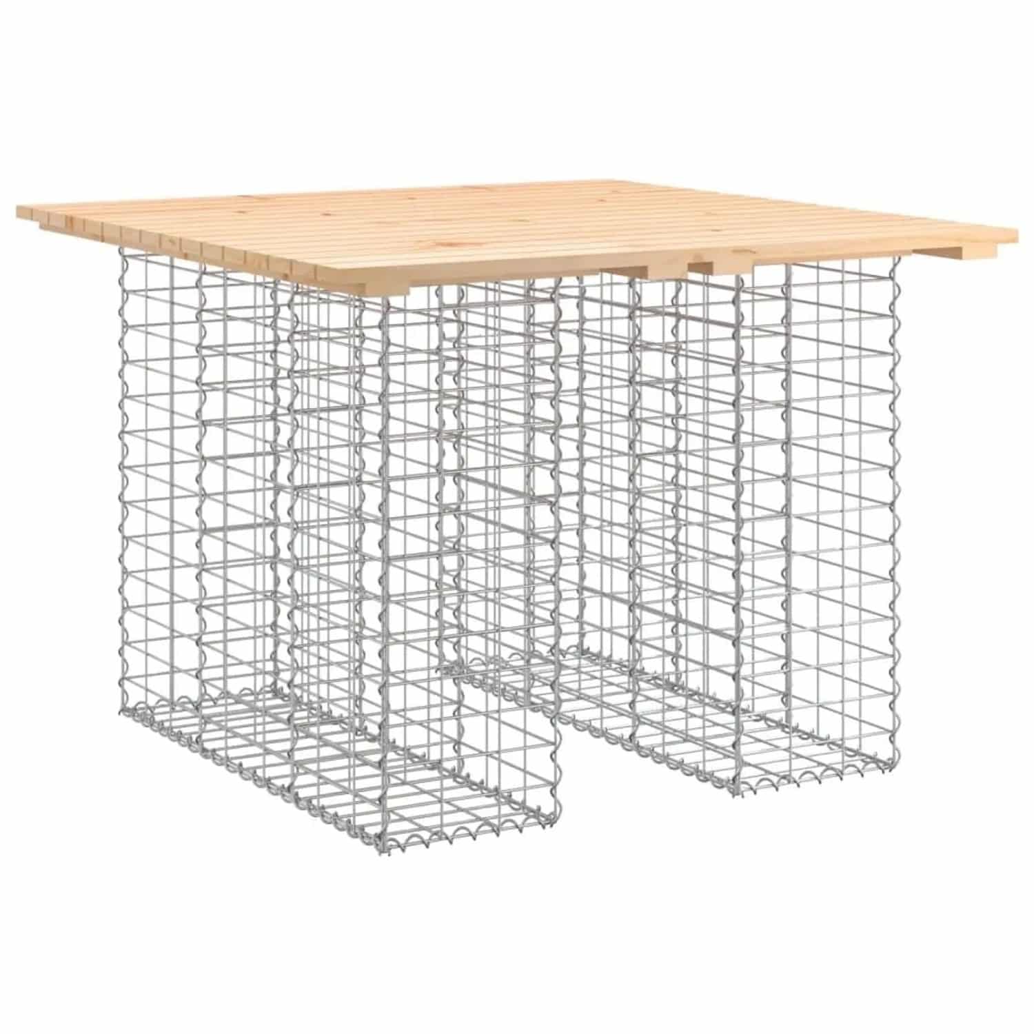 DELUKE Gartenbank Gabionen TELLE Aus Stahl 100x102x72cm Kiefernholz Natur 25cm Gabionenbreite Gabionenbank Gabionengitter Ziergabione