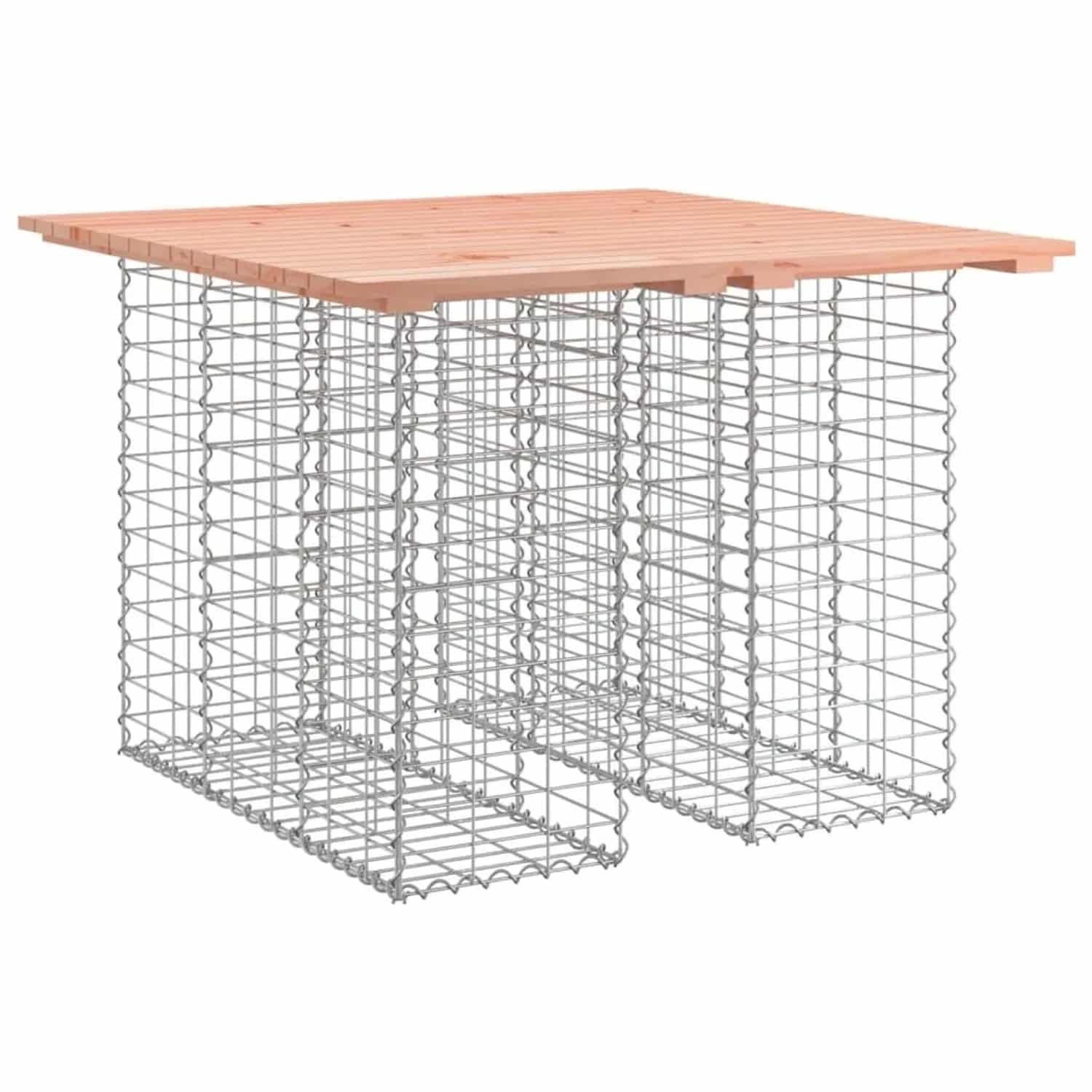 DELUKE Gartenbank Gabionen TELLE Aus Stahl 100x102x72cm Massivholz Douglasie 30cm Gabionenbreite Gabionenbank Gabionengitter Ziergabione