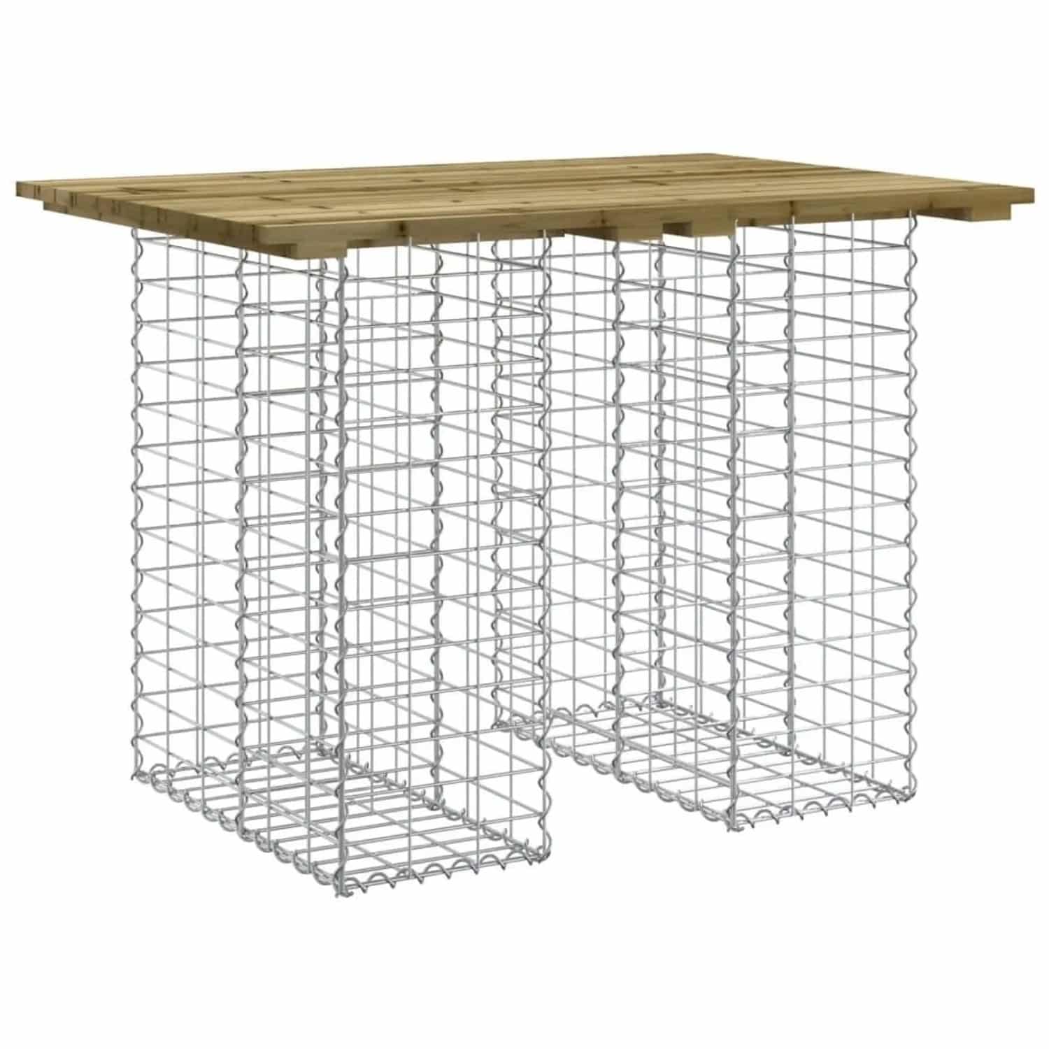 DELUKE Gartenbank Gabionen TELLE Aus Stahl 100x70x72cm Kiefernholz Braun 25cm Gabionenbreite Gabionenbank Gabionengitter Ziergabione