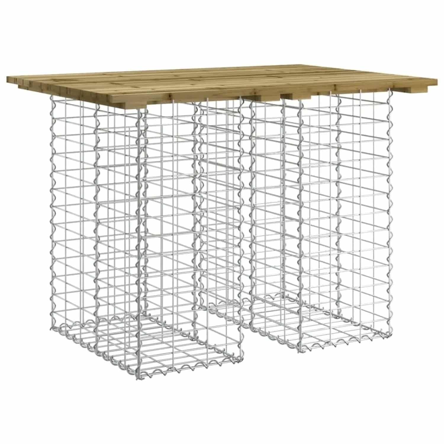 DELUKE Gartenbank Gabionen TELLE Aus Stahl 100x70x72cm Kiefernholz Braun 30cm Gabionenbreite Gabionenbank Gabionengitter Ziergabione