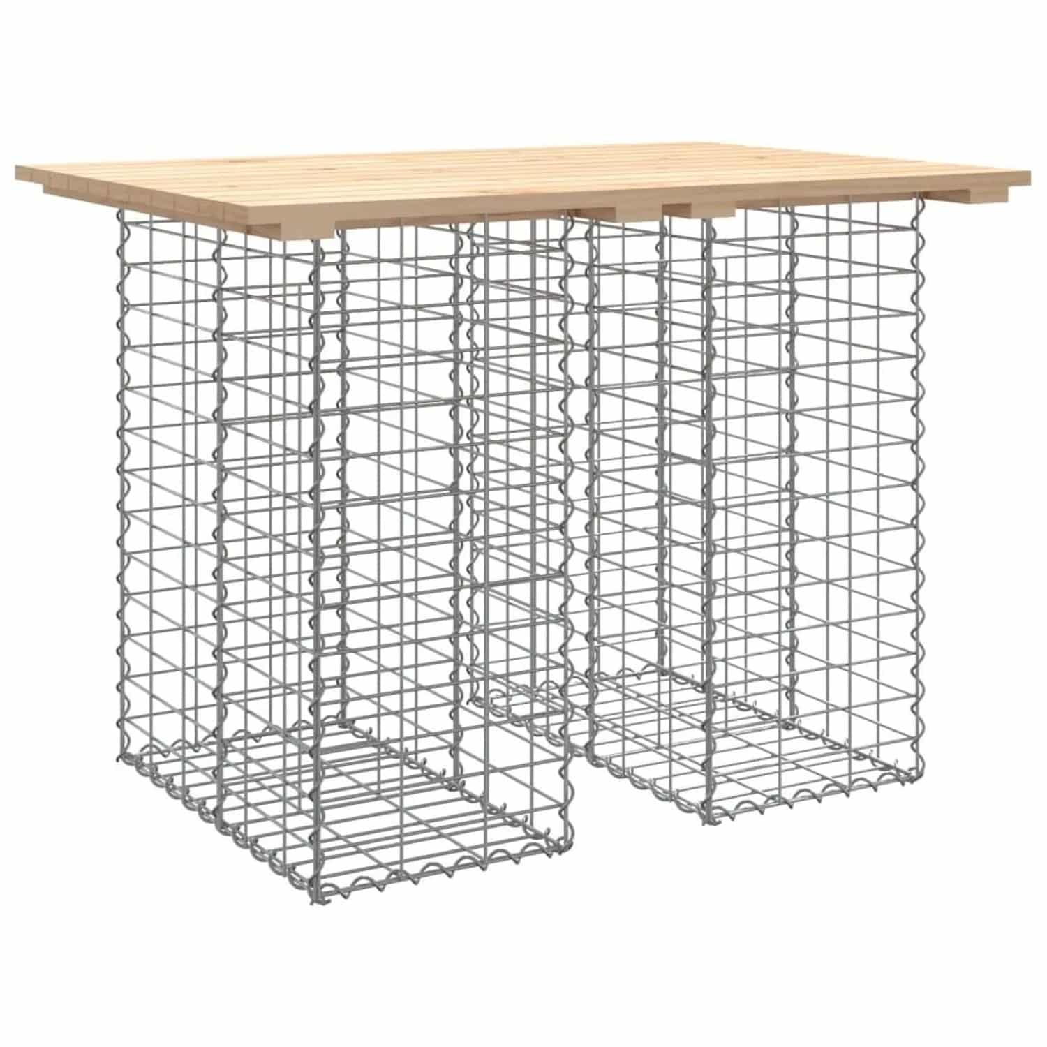 DELUKE Gartenbank Gabionen TELLE Aus Stahl 100x70x72cm Kiefernholz Natur 30cm Gabionenbreite Gabionenbank Gabionengitter Ziergabione
