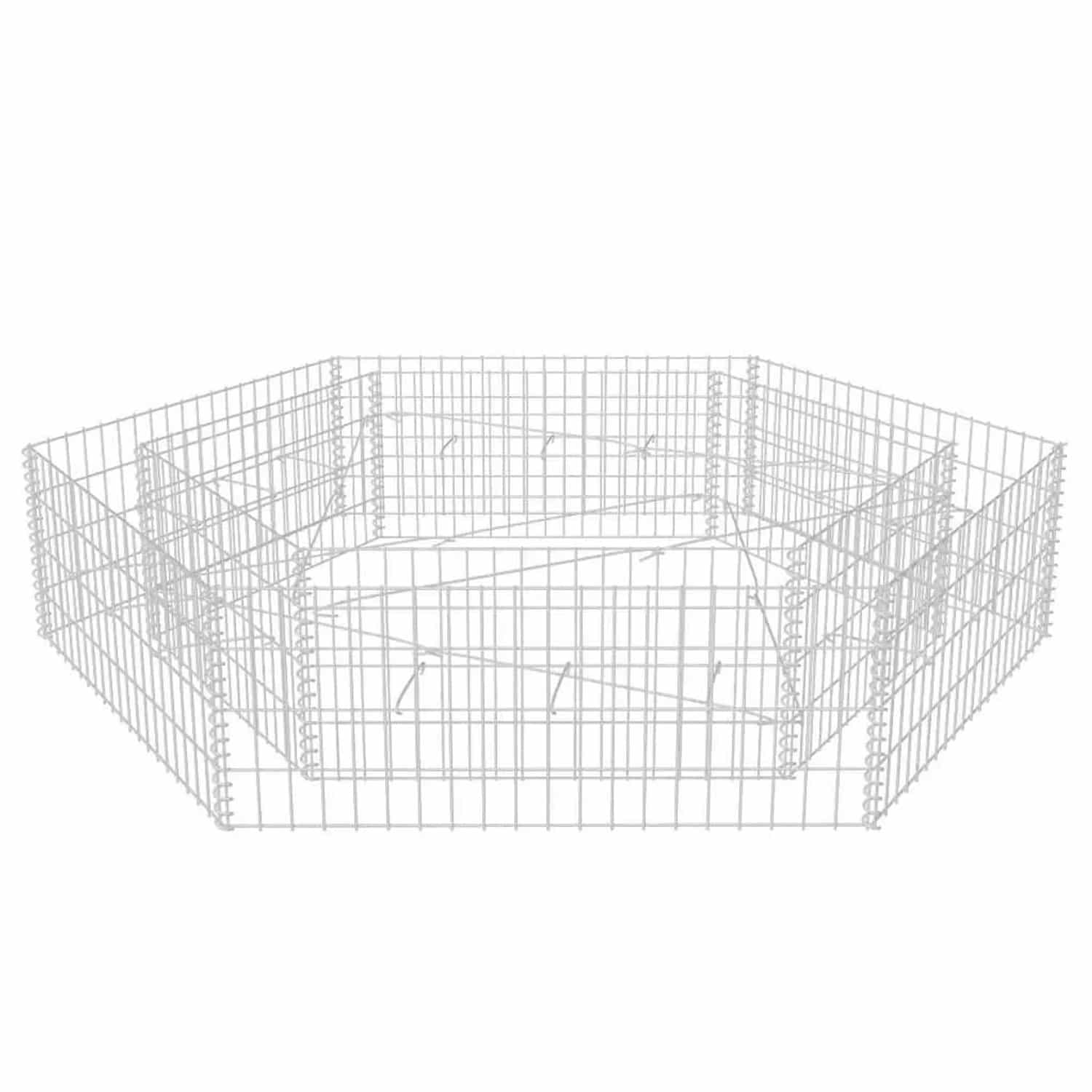 DELUKE Hochbeet Gabione 6-eckig LISSA Aus Stahl 173×200×40cm Steinkorb Gabionengitter Ziergabione Steingabione