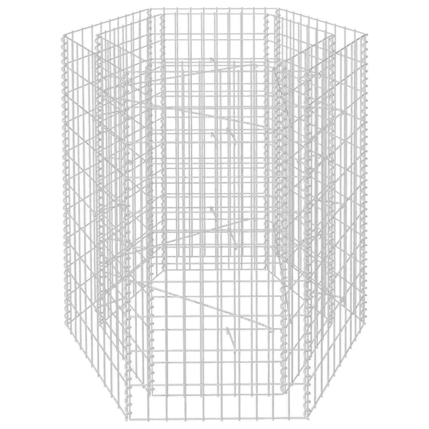 DELUKE Hochbeet Gabione 6-eckig LISSA Aus Stahl 90×100×100cm Steinkorb Gabionengitter Ziergabione Steingabione