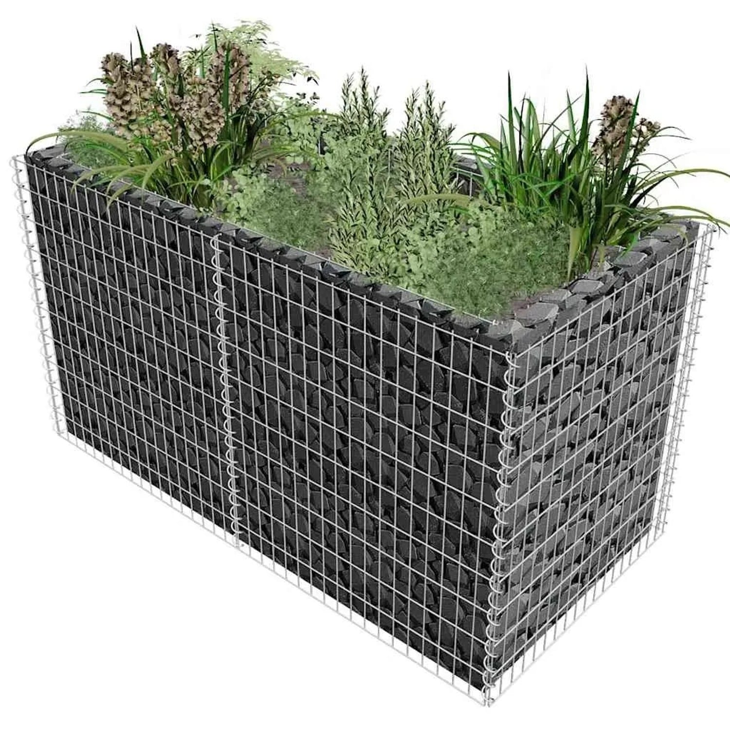 Furnicato Gabionen-hochbeet Stahl 180×90×100 Cm Silbern