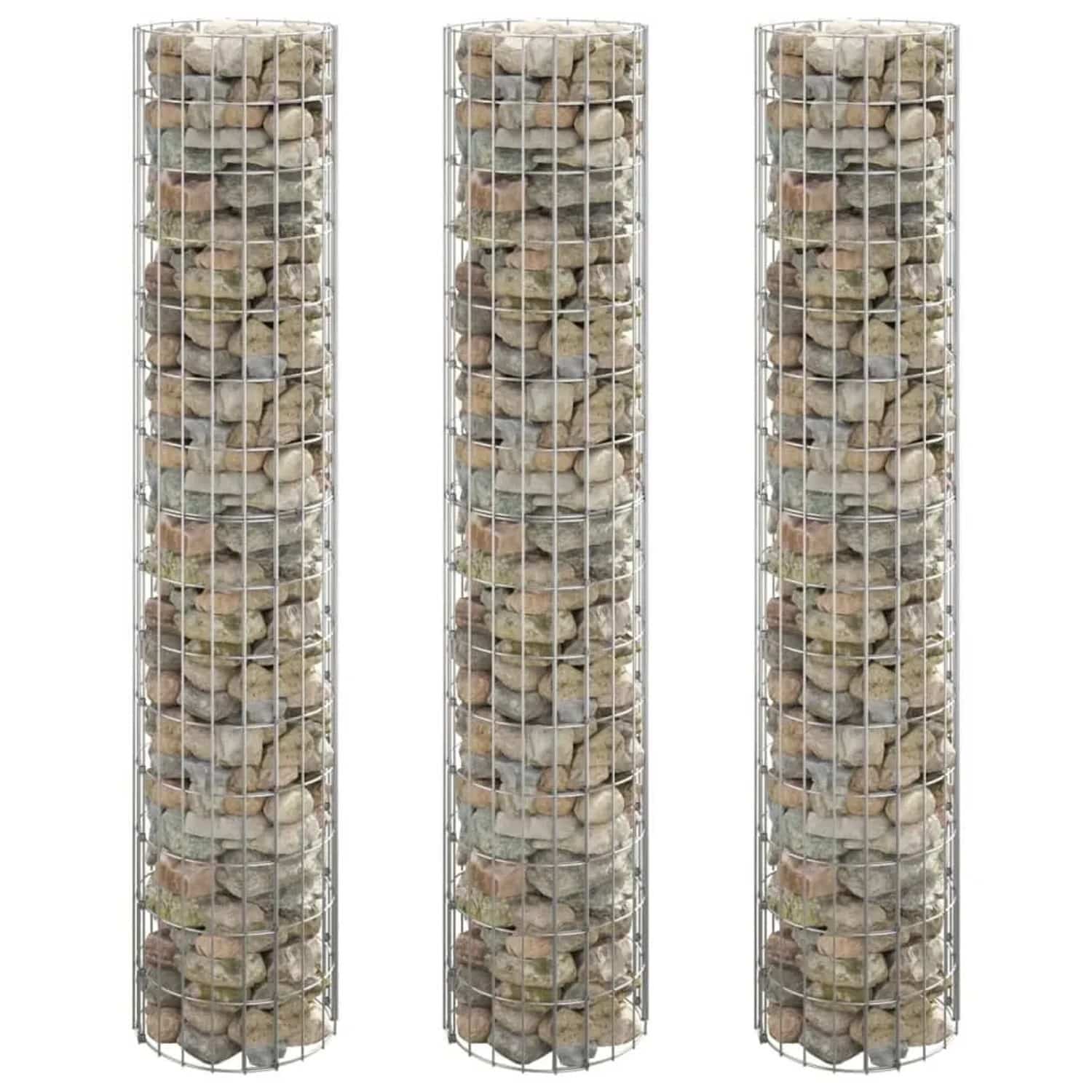 Furnicato Gabionen-hochbeete 3 Stk Rund Verzinkter Stahl Ø30x150 Cm