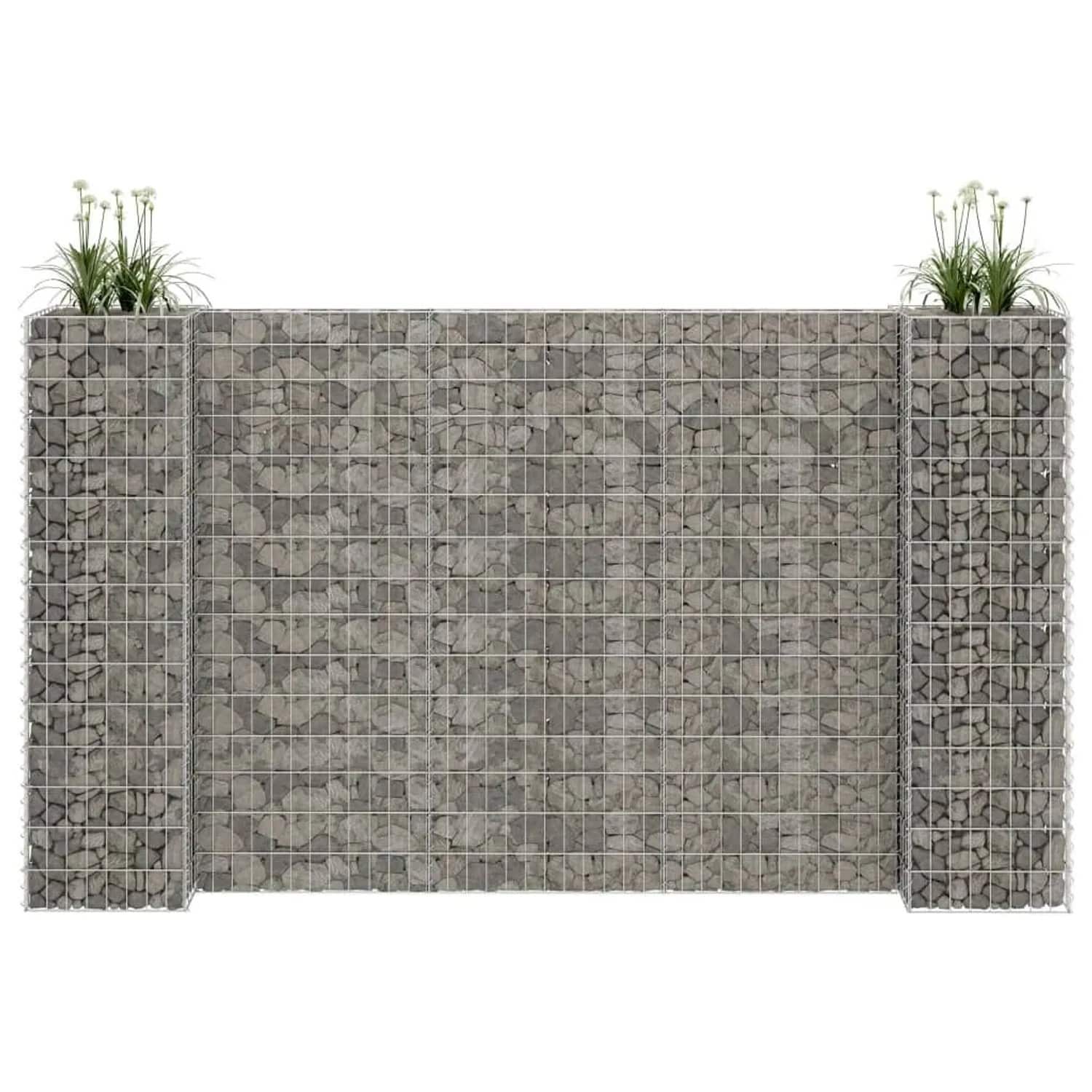 Furnicato H-förmiger Gabionen-pflanzkorb Stahldraht 260x40x150 Cm