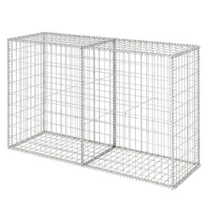 Relaxdays Gabione Stahl Silber Feuerverzinkt 150 cm x 50 cm x 100 cm