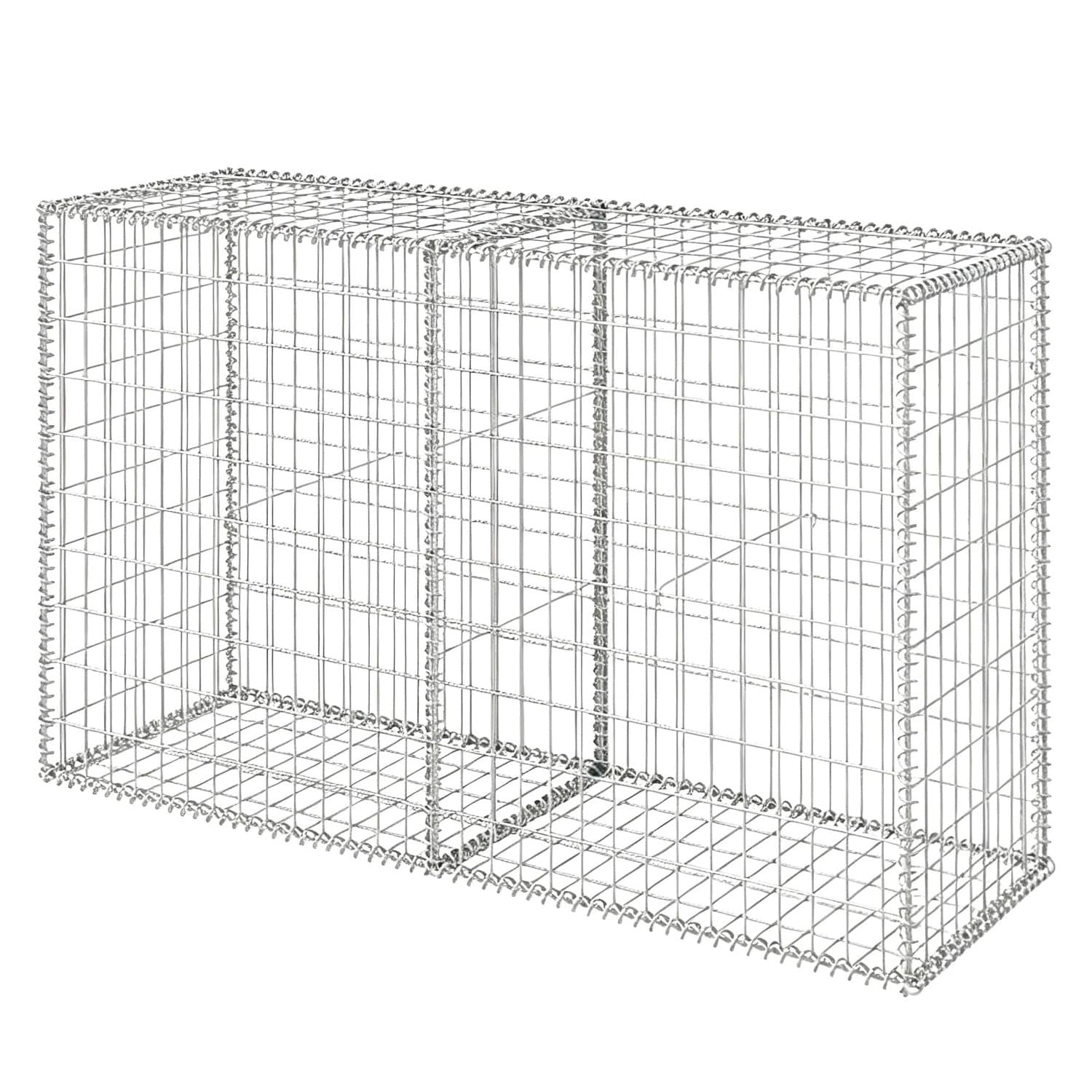 Relaxdays Gabione Stahl Silber Feuerverzinkt 150 cm x 50 cm x 100 cm