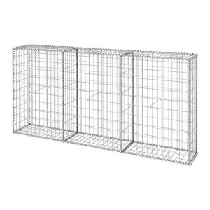 Relaxdays Gabione Stahl Silber Feuerverzinkt 200 cm x 30 cm x 100 cm