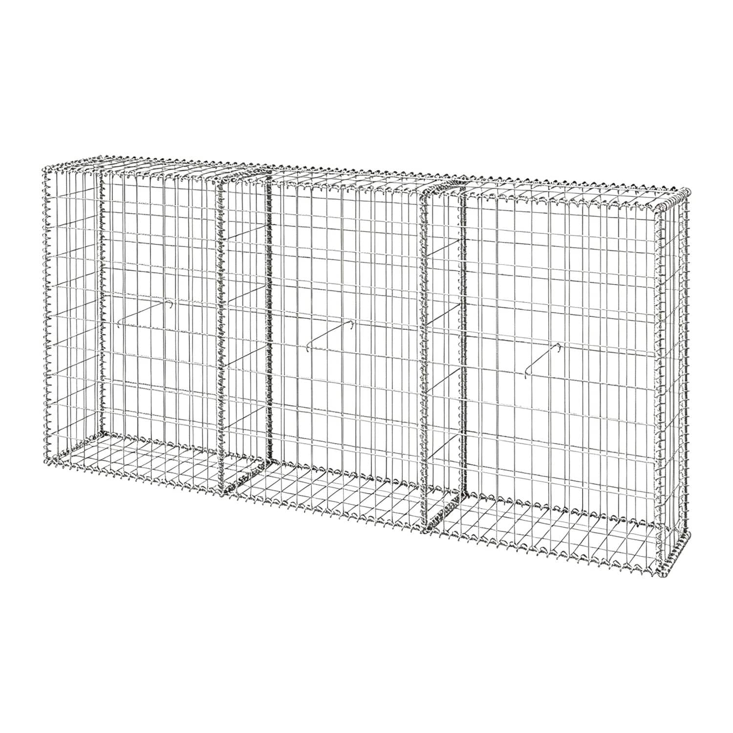 Relaxdays Gabione Stahl Silber Feuerverzinkt 200 cm x 30 cm x 100 cm