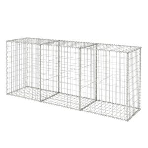 Relaxdays Gabione Stahl Silber Feuerverzinkt 200 cm x 50 cm x 100 cm