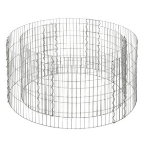 Relaxdays Gabione Stahl Silber Rund Verzinkt Werkzeuglos 40 cm x ø 90 cm
