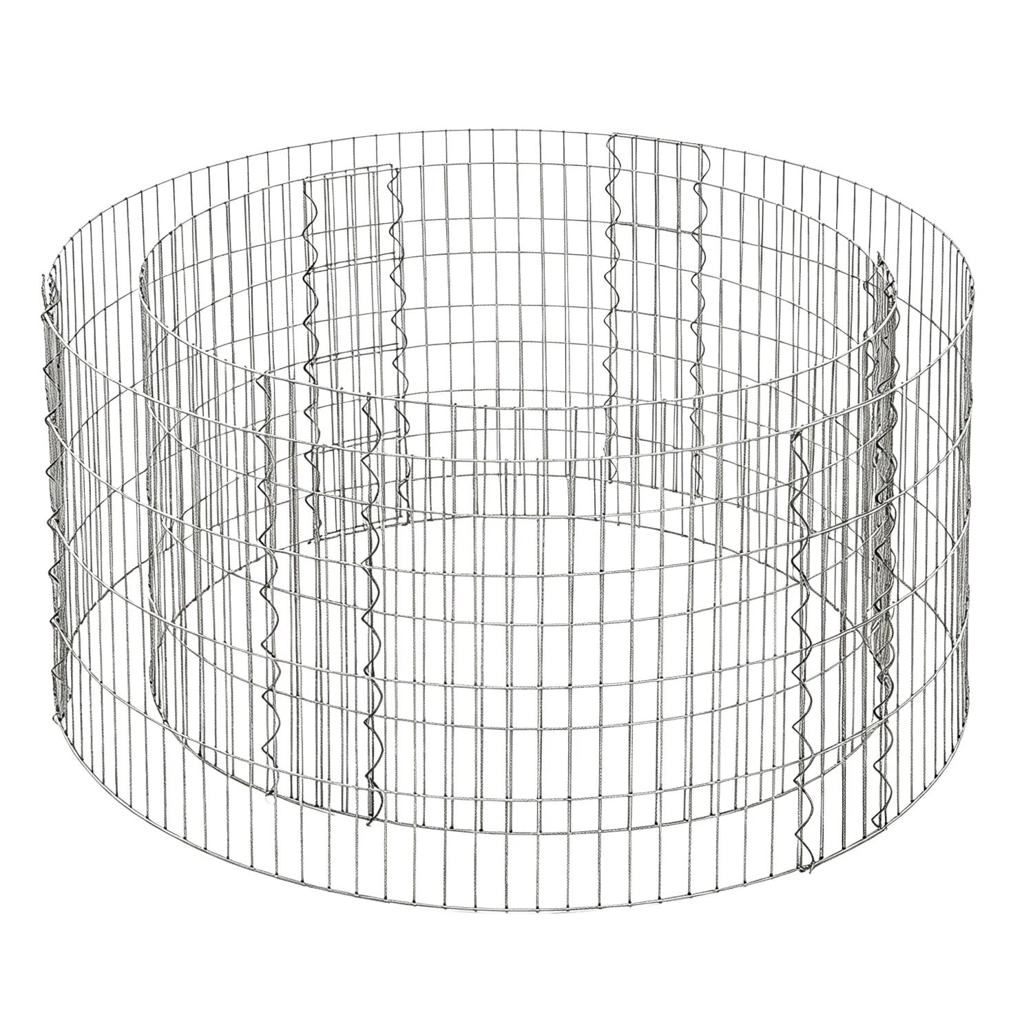 Relaxdays Gabione Stahl Silber Rund Verzinkt Werkzeuglos 40 cm x ø 90 cm