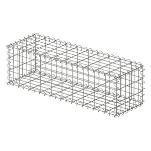 Relaxdays Gabione Stahl Silber Verzinkt 100 cm x 30 cm x 30 cm