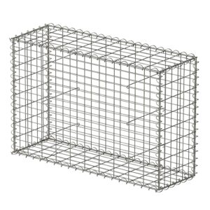 Relaxdays Gabione Stahl Silber Verzinkt 100 cm x 80 cm x 30 cm