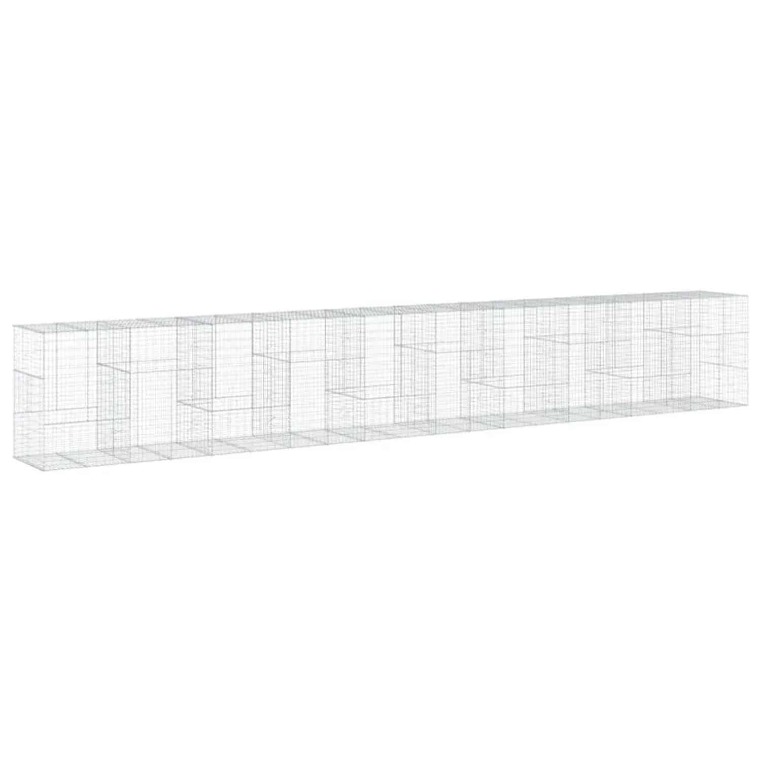 vidaXL Gabione mit Deckel 1000x100x150 cm Eisen 2149673