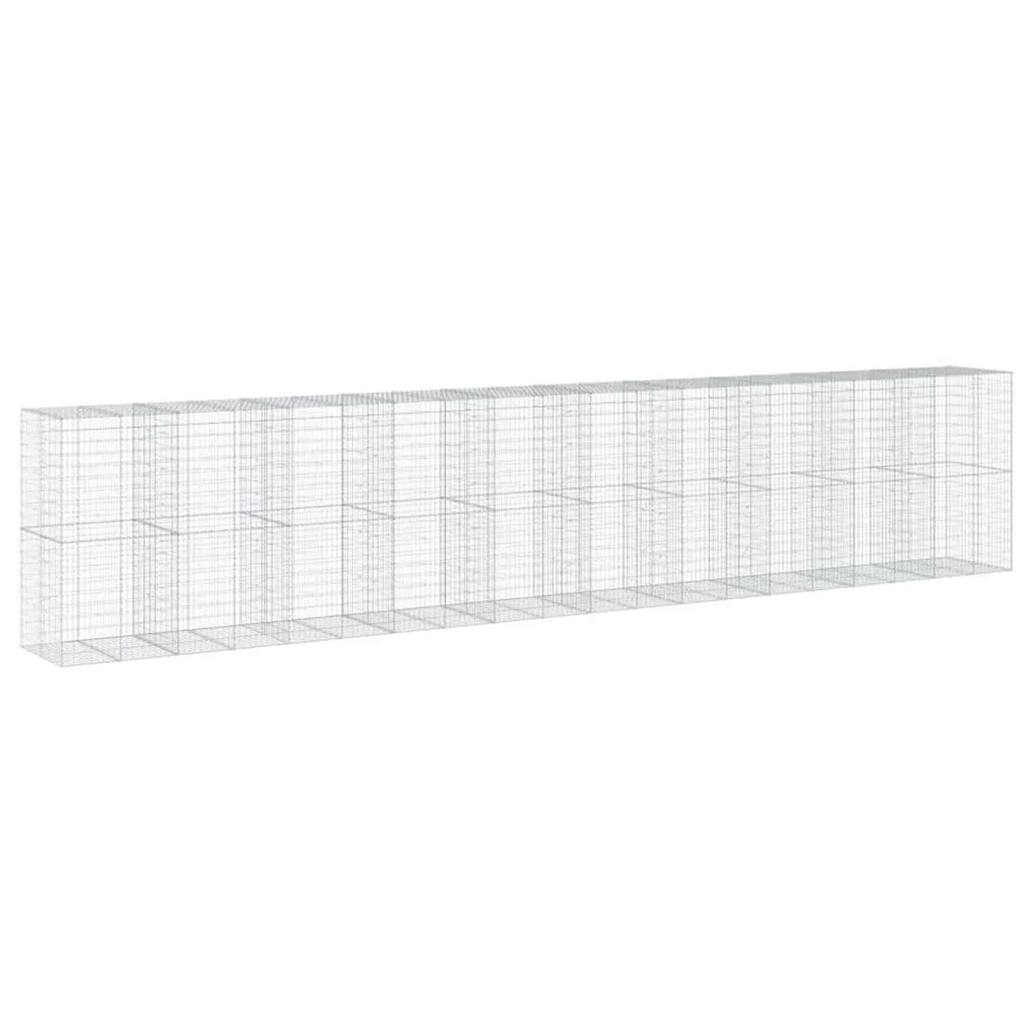 vidaXL Gabione mit Deckel 1000x100x200 cm Verzinktes Eisen 3295243