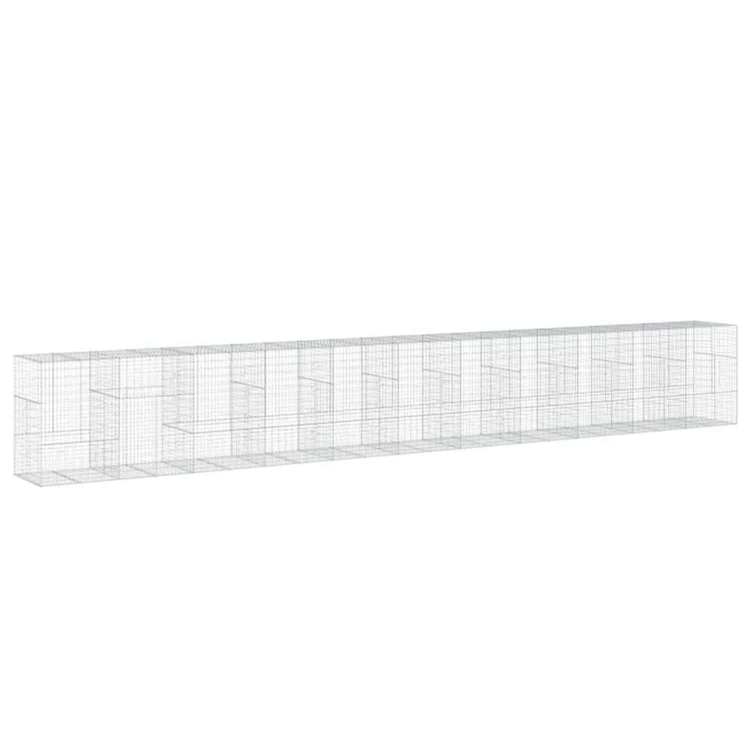 vidaXL Gabione mit Deckel 1100x100x150 cm Verzinktes Eisen 3295223
