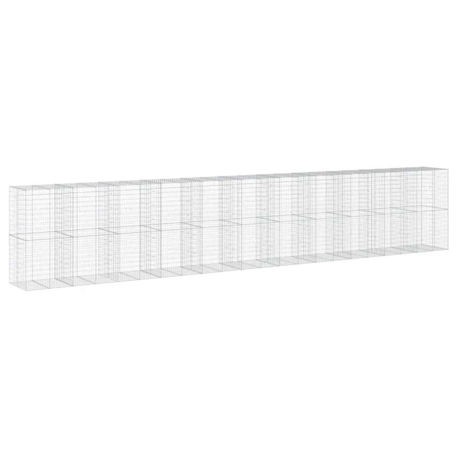 vidaXL Gabione mit Deckel 1100x100x200 cm Verzinktes Eisen 3295245