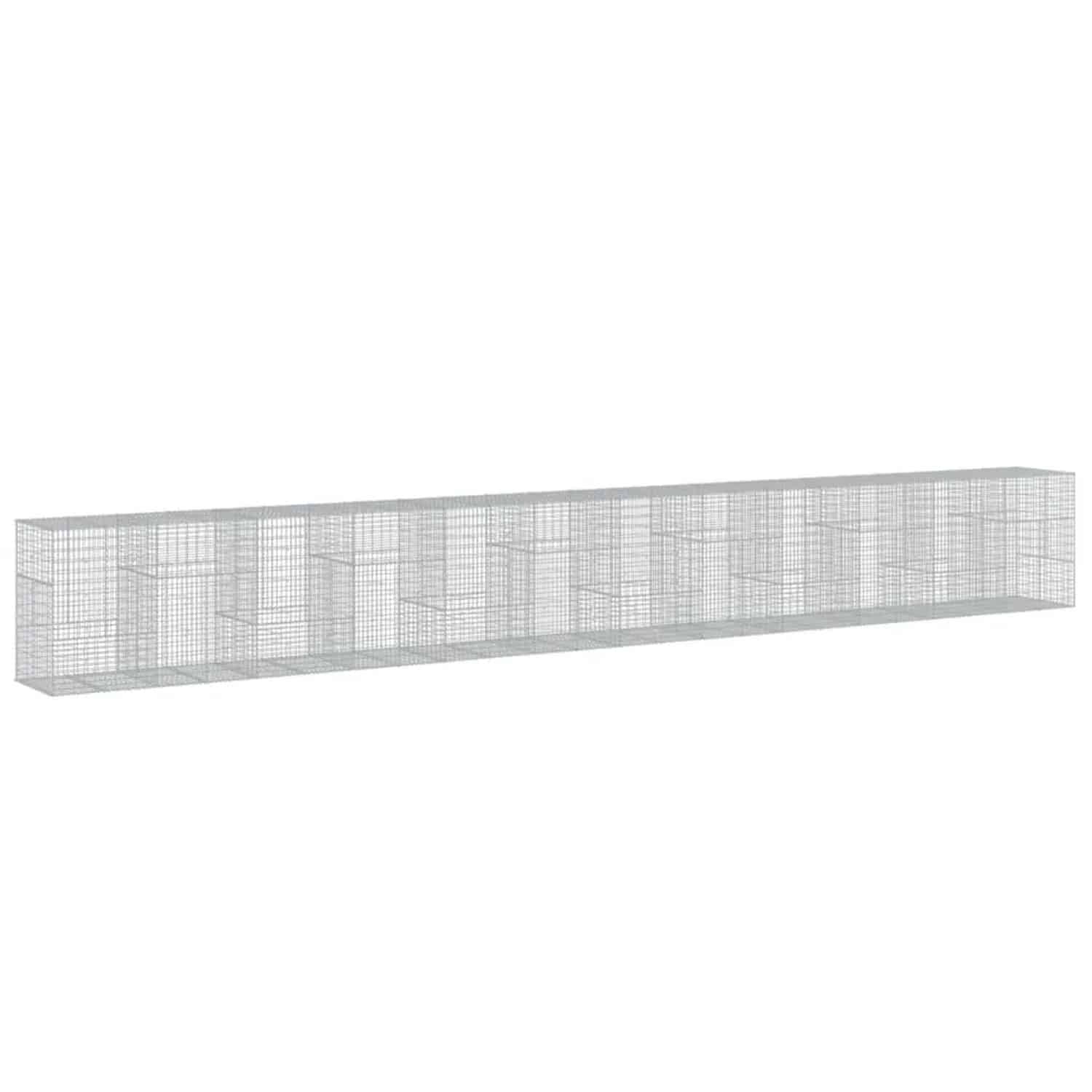 vidaXL Gabione mit Deckel 1200x100x150 cm Verzinktes Eisen 3295224