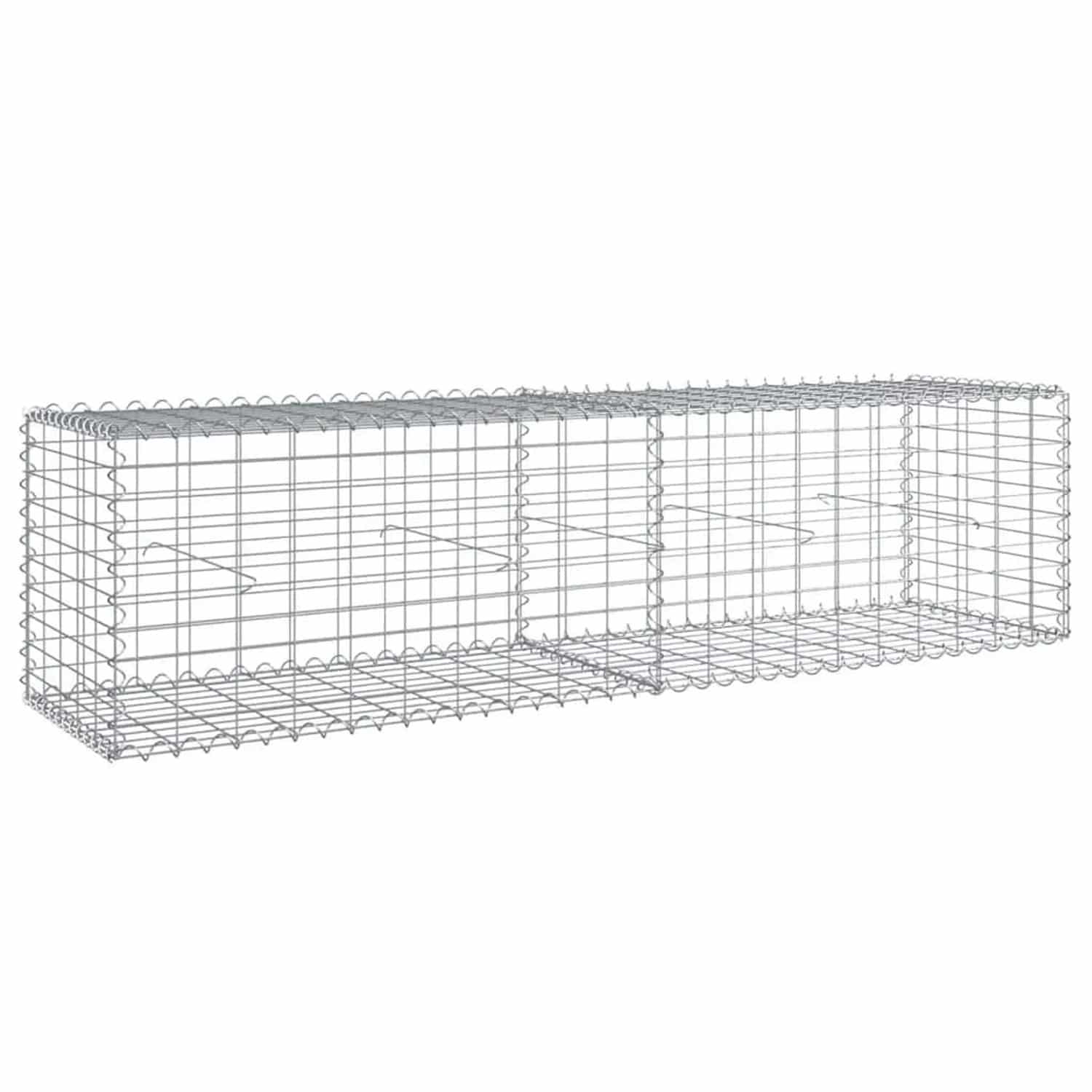 vidaXL Gabione mit Deckel 200x50x50 cm Verzinktes Eisen 3295133