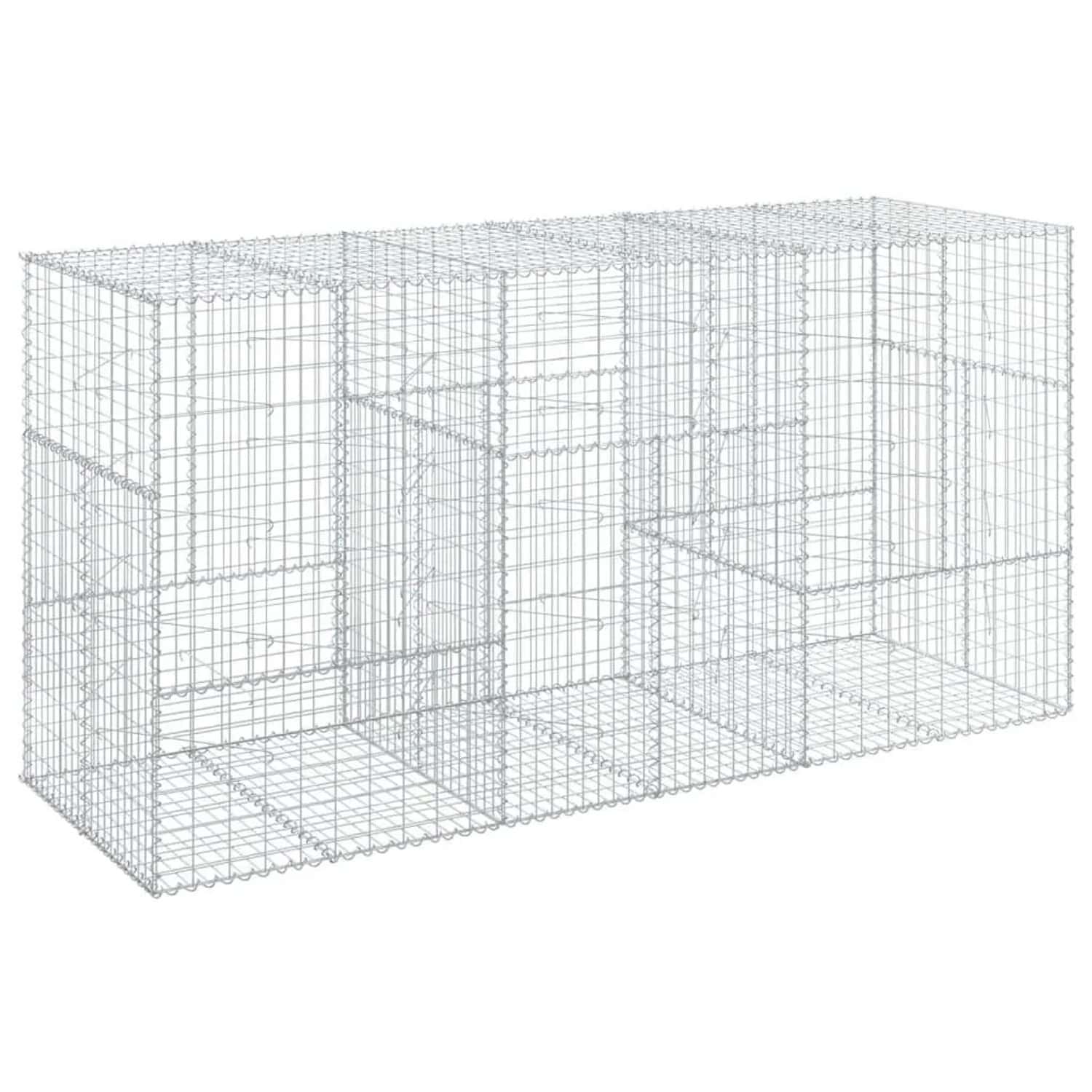 vidaXL Gabione mit Deckel 300x100x150 cm Verzinktes Eisen 3295215