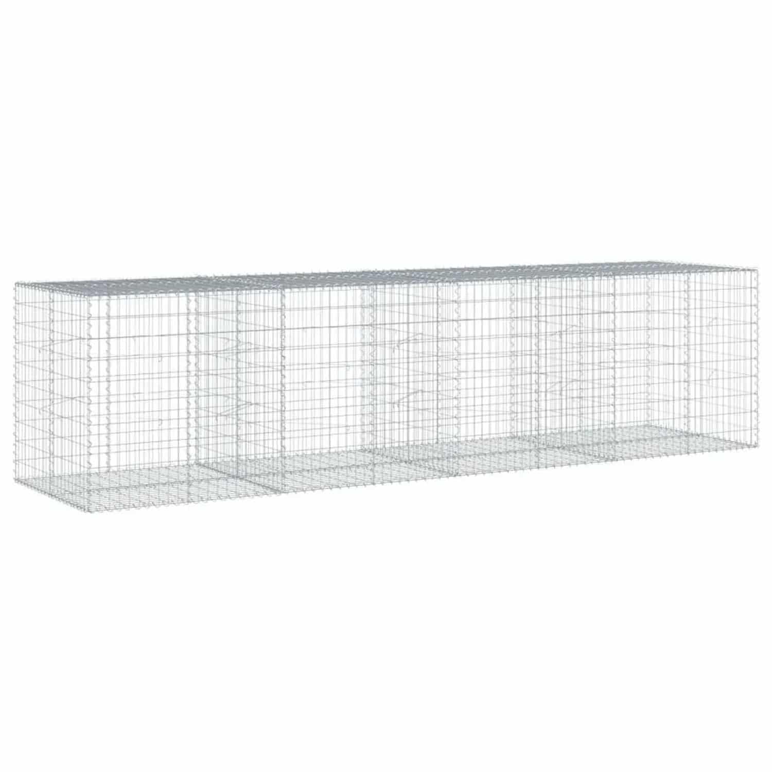 vidaXL Gabione mit Deckel 400x100x100 cm Verzinktes Eisen 3295196